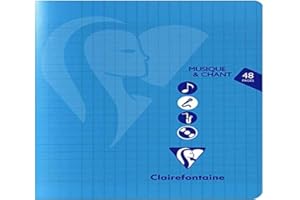 Clairefontaine 303797C un quaderno a punto metallico musica e canto - 17x22 cm - 48 pagine a quadretti grandi - Carta bianca 90g - copertina in polipropilene Trasparenti - Colore casuale