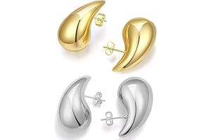 MAJALE - Pendientes Gota Plata y Oro | Pendientes Lagrima Dorados y Plateados, Ligeros, Bañados en Oro y Plata | Pendientes Gota Dorados | Pendiente Gota | Pendientes Pequeños Dorados