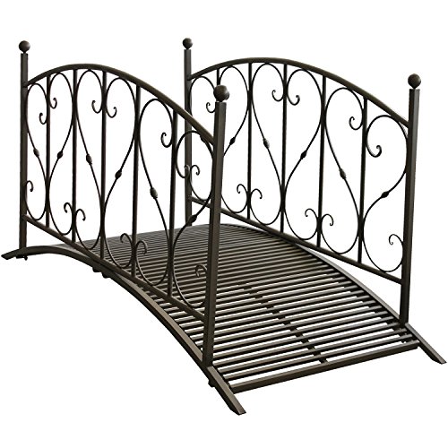 Metallbrücke Gartenbrücke Teichbrücke Gartenteichbrücke Brücke mit Geländer Metall in Antik-Optik Gartendeko Gartenverzierung - 2