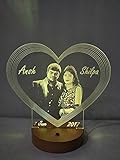 DESIGN ELLE 16 Color Changing Wood and Plastic 3D Illusion Photo LED Lamp (Multicolour)