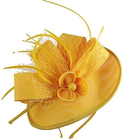 Signature Yellow Woven Tear-Drop Shaped Sinamay Fascinator