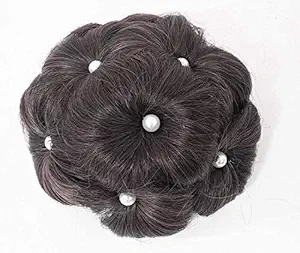 INAAYA Womens Curly Hair Bride Bun Juda Rubber Wigs For Girls And Women, Free Size, Black/ Dark Brown, 20 Gram, Pack Of 1