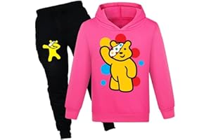 NILKOOZ Girls Tracksuits Cartoon Bear Cat Printing Hoodie & Joggers Pant Outfit 2pcs Set Unisex Kids Tracksuit Clothing