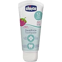 Chicco Toothpaste, Strawberry Flavour for 12m+ Baby, Fluoride-free, Preservative-free,Cavity Protection (50 millilitre)