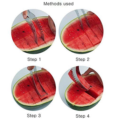 Merssavo Edelstahl Obstmesser Wassermelone Hobel Messer Frucht-Schneidmaschine Watermelon Cantaloupe Slicer Knife Cutter Schäler - 4