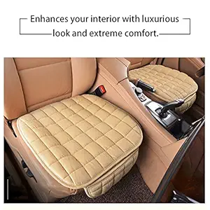 2017 Universal Plush Cotton Winter Plush Anti Slip Car Seat Cover Lattice Cushion Chair Accessories (Beige)