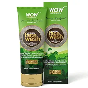 WOW Amazon Rainforest Collection - Mineral Face Wash with Crude Volcanic Clay - No Parabens, Sulphate, Silicones and Color, 100 ml