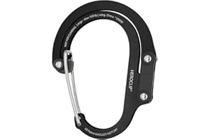 GEAR AID HEROCLIP Clip y Gancho de Mosquetón (Grande) para Camping, Mochila, Organización y Garaje, Negro
