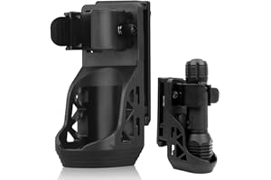 SQLJYU Ruotabile a 360 Gradi Porta Torcia Cinturone, Porta Guanti Cinturone Nero, Supporto per Torcia Tattica Militare, per Torce da 22-32 mm Fondina per Torcia