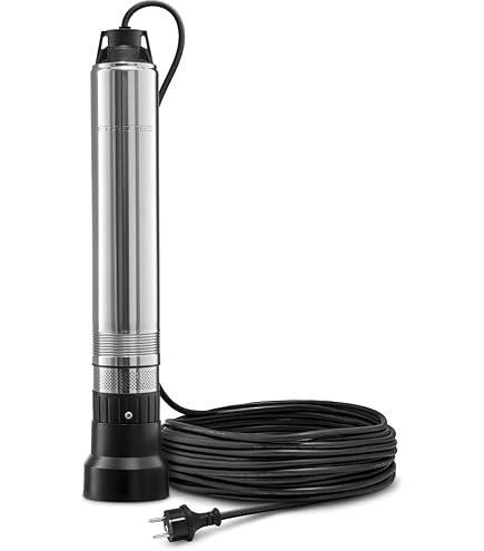 Begoniape Tiefbrunnenpumpe 3 Zoll Edelstahl – Sandverträglich, Mit 20m Kabel, 1600 L/h, Für Frischwasser