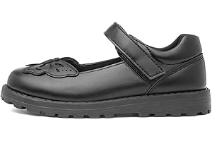 Walkright Lori Girls Black Butterfly School Shoe