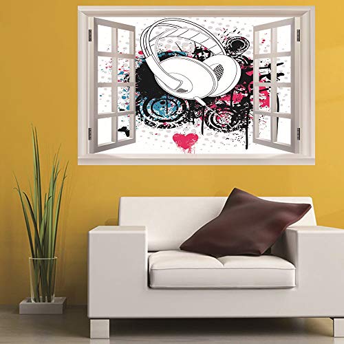 Preisvergleich Produktbild Leoljc Kopfhörer 3D Gefälschte Fenster Schlafzimmer Kinderzimmer Büro Hintergrund Dekoration Umweltfreundlich Abnehmbare (50X70 Cm)