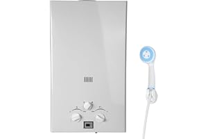 TRY-YEAN Tragbarer Propan Warmwasserbereiter Wasserkocher ohne Tank Gaswarmwasserbereiter auf Anfrage Camping RV Überhitzungsschutz (10L Propan Weiß)