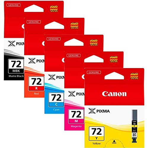 Original Tinte passend für Canon Pixma Pro 10 Canon PGI-72 6402B009 - 5x Premium Drucker-Patrone - Schwarz, Cyan, Magenta, Gelb, Rot - 5 x 14 ml