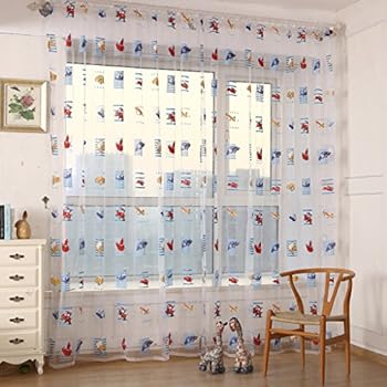 2 Stück Auto Druck Kinderzimmer Vorhang Garn für Schlafzimmer Gardine