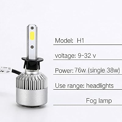 LOVETEA Ampoule de phare de voiture de LED, ampoule imperméable de COB de phare,7200LM 72W 6000K(H1)