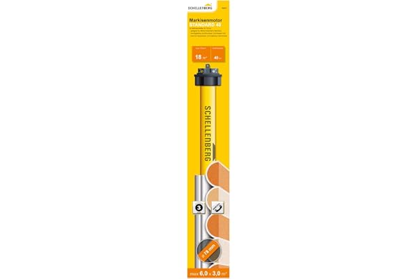 Schellenberg 20273 markismotor standard 40 Nm för 65 mm axlar, max. 18 m² markis, inkl. adapter för markisaxlar med en diameter på 78 mm