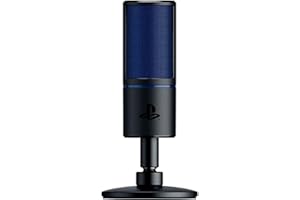 Razer Seiren X per PlayStation - USB Microfono a Condensatore da Streaming (Compatibile con PS4, PS5 e PC, Monitoraggio a Latenza Zero, Supporto Ammortizzato Integrato) Nero/Blu