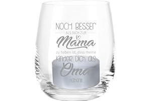 ‎4YOUDESIGN 4you Design Windlicht „Noch Besser als Dich zur Mama zu haben...“ – Geschenk für Mütter zu Ostern, Muttertag oder Geburtstag – liebevolle Idee, um zu Sagen, du wirst Oma – Bedruckt - transparent