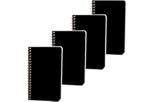 Quanerba Bloc de Notas Espiral A7 [Pack de 4], Cuaderno de notas Tapa Blanda, Espiral Cuadernos para Diarios, Escolar Escribir, Diario de Viaje Libreta, 3x5 Inches, 120 Páginas/60 Hojas, Negro