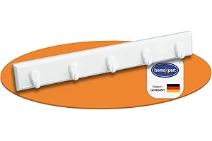 homeXpert Schlüsselleiste 5 Haken weiß 22cm – Hakenleiste Wand zum Kleben oder Schrauben – Schlüsselboard Garderobenleiste Schlüsselhaken Wandhaken Flur Küche