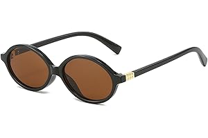 LJCZKA Modne owalne okulary przeciwsłoneczne damskie męskie stylowe małe owalne okrągłe oprawki okulary lata 90-te retro design okrągłe odcienie UV400