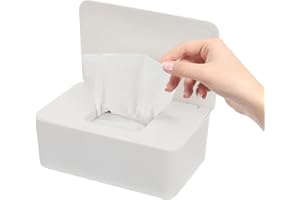 ‎BOOAEE Feuchttücher Box, Kunststoff Feuchttücher Spender, Baby Feuchttücherbox, Tissue Aufbewahrungskoffer, Toilettenpapier Box mit Deckel für Zuhause und Büro (Weiß)