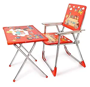 Kids Study & Play Wooden Adjustable Folding Printed Table and Chair Set for Baby and Kids