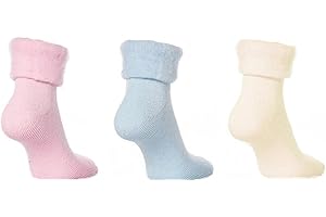 Sleeperzzz 3 Pairs Ladies Bed Socks Thermal Womens Size 4-7 Blue, Cream Pink