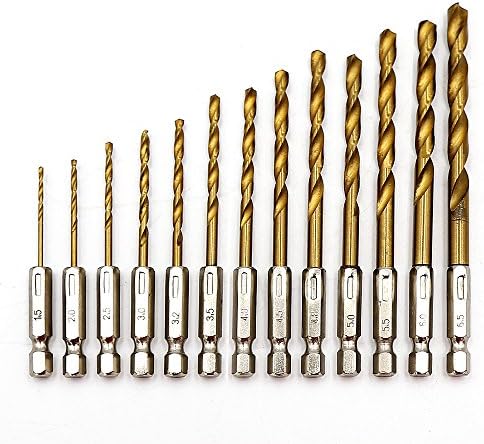 MINHER 13pcs HSS Spiral Drill Set with Hexagonal Shaft Set Drilling Substitute Wood Wood Drill Micro Drill bit 1.5-6.5 mm
