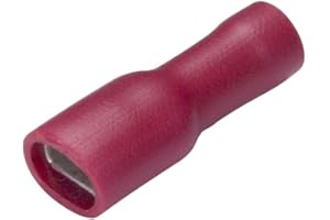 GTSE 100 Pack of Red Female Spade Fully Insulated Terminals - 6.3mm - Premium Pre-insulated Crimp Terminals