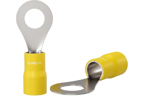 Lumonic 25x cosse à oeillet M6 partiellement isolée 4-6mm² I Cosse à oeillet jaune I Set de cosses, oeillets à oeillet M6, cosses à oeillet, cosses à oeillet