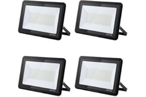 treoir Focos LED Exterior 150W, Superbrillante 15000LM, IP66 Impermeable Proyector 6000K Blanco Frío para Garaje, Jardín, Patio, Estacionamiento (4pcs)