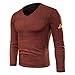 Produktbild Slim Pullover Herren, DoraMe Männer Mode V Hals Strickwaren Hemd Herbst Winter Pullover Langen Ärmeln Slim Bluse(Bitte wählen Sie eine größere Größe als üblich) (Rot, Asiatische Größe L3)