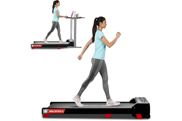 PowerMax Fitness WalkPad-2 Under Desk Walking Pad Treadmill for Home Use 3.0 HP Motor Compact Design with Manual Incline Shock Absorption System 110 kg Capacity LED Display Remote Control
