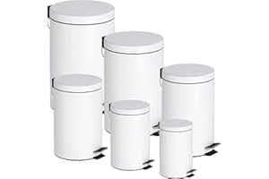 TIENDA EURASIA® Cubo de Basura con Pedal, Acero Inoxidable, Acabado Blanco Brillo. Disponible en Varios tamaños. Ideal para Cocina, Baño, Salón. (5L)