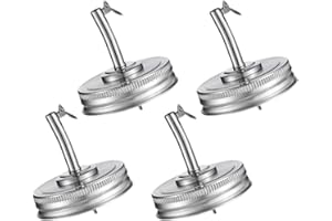 DOITOOL 4 Stücke Mason Jar Ausgießer Deckel Moonshine Öl Ausgießer Spender Deckel Essig Flaschen Aufsatz Ersatzdeckel für Olivenöl Cocktail Spender Salat Dressing Whiskey Likör Spirituosen Flaschenverschluss