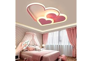 YZSJ Plafonnier Pour Chambre D'enfant LED Plafond En Forme De Coeur Chambre De Bébé Moderne Décoration De La Maison Créative Fille Garçon Télécommande Dimmable Princesse Pendentif Lumière Salon,42cm(30w)