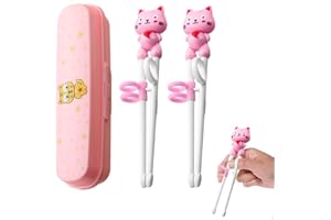 FANSEZQ 2 Piezas de Palillos de Entrenamiento para Principiantes, Palillos Chinos, adecuados para Principiantes, Personas Mayores y niños para Entrenar Palillos, vajilla con Palillos de Animales Lindos