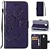 Produktbild Hülle für Samsung Galaxy J5 2017,Samsung Galaxy J5 2017 Lederhülle,PU Leder Tasche für Samsung Galaxy J5 2017,Leweiany Elegant Luxus Extra Dünn Tasche Lila Premium Schmetterling Blumen Muster Leder Brieftasche Flip Wallet Ständer Cover in Book Style Tasche Case Handyhülle Schutzhülle mit Kartenfach Aufstellfunktion Magnetverschluss für Samsung Galaxy J5 2017 Schutzhülle Handytasche