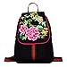 Produktbild Vintage Leinwand Pfingstrose Blumen Stickerei Rucksack Floral bestickt Rucksack Travel Beach Rucksack Schultasche Frau schwarz