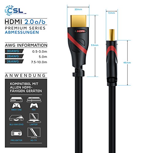 1m – Ultra HD 4k HDMI Kabel | High Speed with Ethernet | Kabel 3 fach geschirmt / inkl. Stecker- und Kontaktschirmung | 4K Ultra HD 2160p bei 60 Hz / Full HD 1080p | 3D / ARC / CEC | schwarz - 4