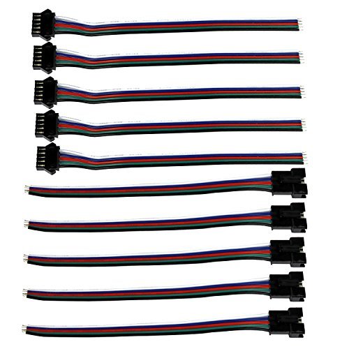 10MM 5Pin Male and Female RGB LED-Streifen-Verbindungsstück-Draht-Kabel für 3528 5050 SMD LED-Streifen (5-Pack)