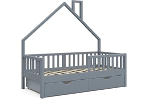 VitaliSpa House bed Noemi, Anthracite, 80x160 cm with 2 drawers