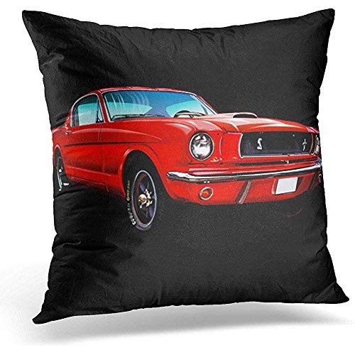 shizh Pony Red Mustang Car Muscle Restored Sports Classic Taie d'oreiller Home Decor Square 45x45cm Housse de Coussin