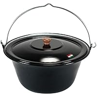 Grillplanet ungarischer Gulaschkessel 10 Liter mit Deckel emailliert, Gulaschtopf Set