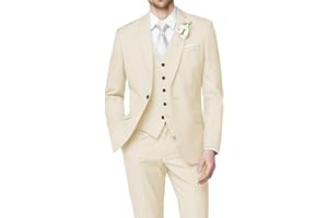 HUUTOE Costume 3 pièces élégant pour homme, pour mariage, bal de fin d'année, affaires, blazer à un bouton, veste, gilet et pantalon, smoking