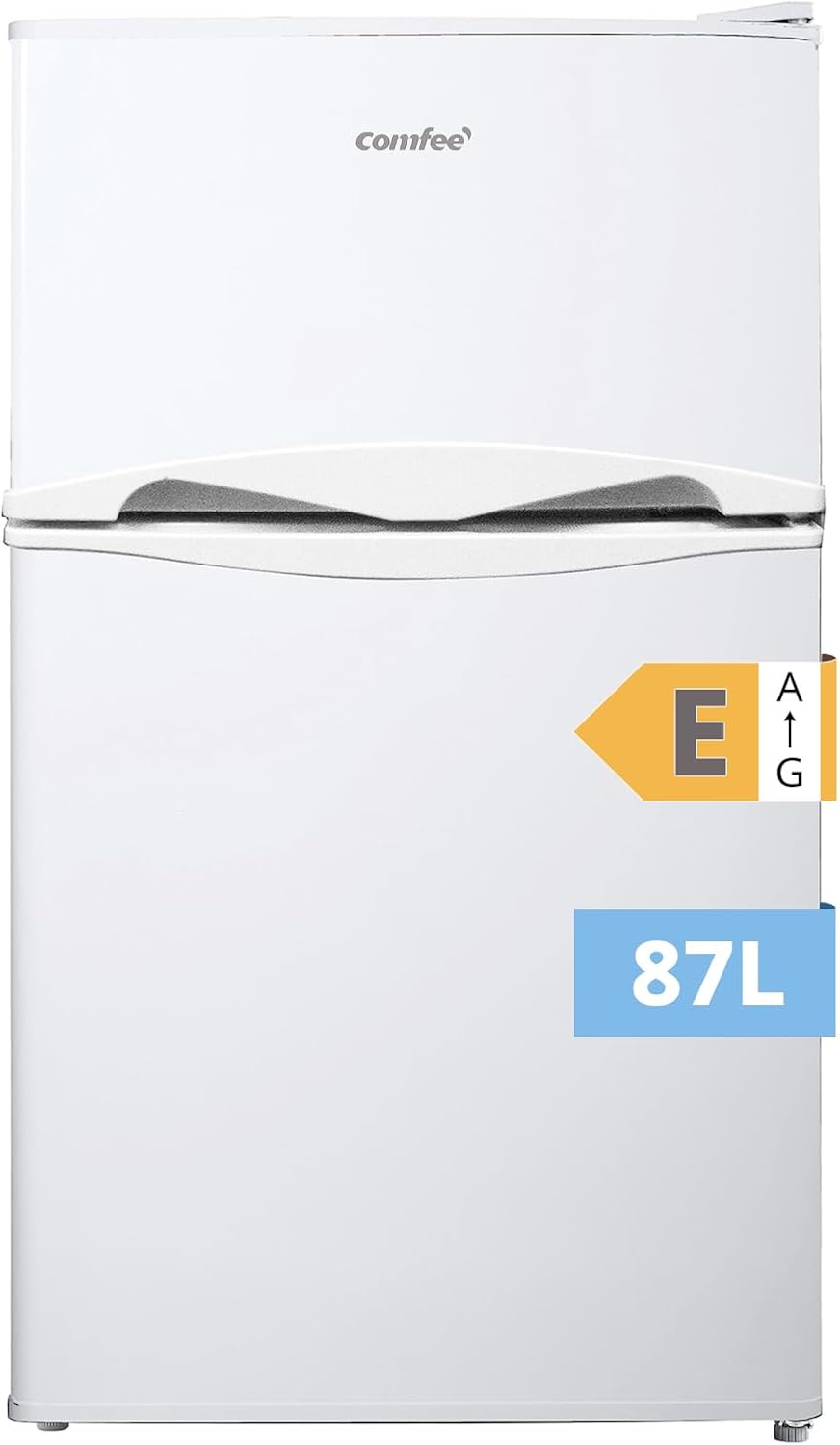 Comfee' RCT87WH2(E) Nevera Congelador de Encimera, Nevera Pequeña de 87L con Luz, Estantes Extraíbles, Termostatos Ajustables, Puertas Reversibles, Blanca
