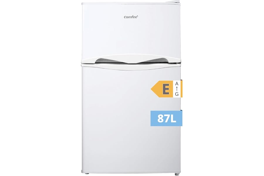 Comfee' RCT87WH2(E) Nevera Congelador de Encimera, Nevera Pequeña de 87L con Luz, Estantes Extraíbles, Termostatos Ajustables