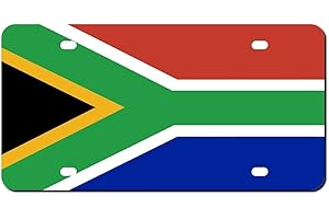 Higoss Marco de matrícula de la bandera de Sudáfrica, placa de matrícula de metal de aluminio frontal, placa de matrícula de automóvil, marco decorativo de la cubierta de la placa de matrícula de 6 x